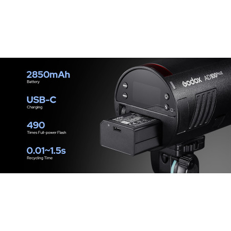 Flash portátil GODOX AD100 PRO II - Versión 2 - Incluye batería