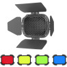 Kit GODOX BD-07 II de filtros de color, barndoor y grilla para flash AD200 PRO II