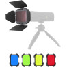 Kit GODOX BD-07 II de filtros de color, barndoor y grilla para flash AD200 PRO II
