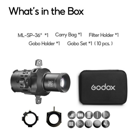 Kit de Spotlight GODOX ML-SP36 - Con lente de 36° para ML60II Bi ML100Bi ML100R