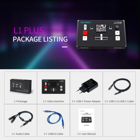 Mezcladora de video FEELWORLD L1 PLUS V2 para transmisiones en vivo