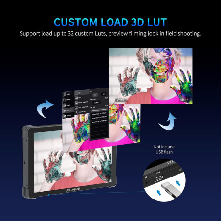 Monitor FEELWORLD T10 para cámaras HDMI - 10.1 pulgadas IPS Touchscreen - 500 nits