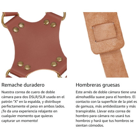 Correa de cuero doble - Para 2 cámaras